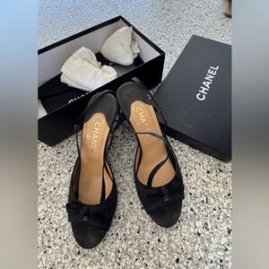 CHANEL Black Heeled Sandals